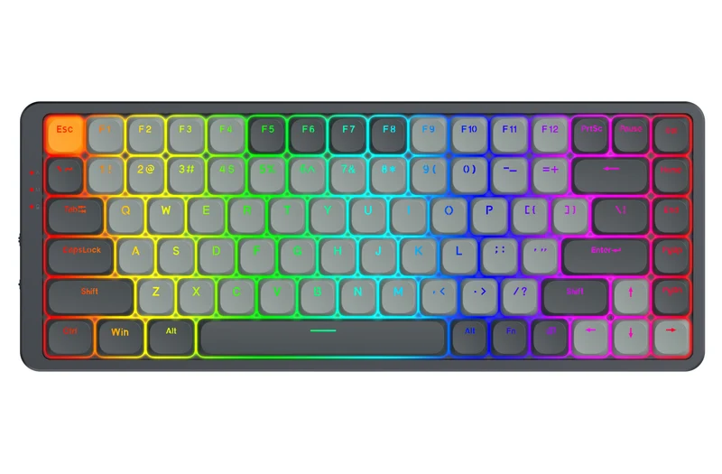 Redragon Azure 75% Low-Profile RGB Wireless Mechanical Keyboard (Grey) (Dust-Proof Red Switch) (K652GG-RGB-Pro)