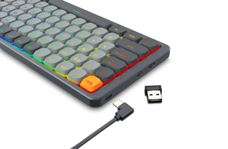 Redragon Azure 75% Low-Profile RGB Wireless Mechanical Keyboard (Grey) (Dust-Proof Red Switch) (K652GG-RGB-Pro)