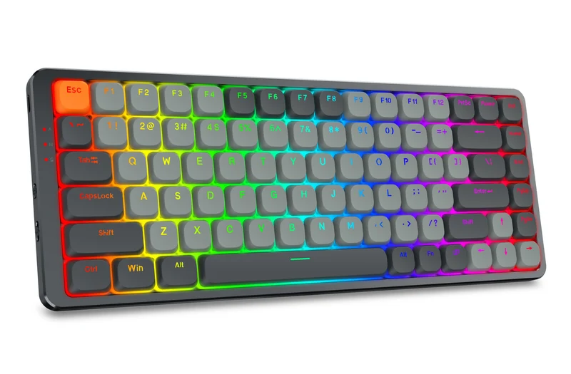 Redragon Azure 75% Low-Profile RGB Wireless Mechanical Keyboard (Grey) (Dust-Proof Red Switch) (K652GG-RGB-Pro)