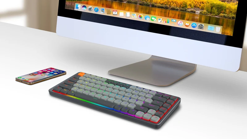 Redragon Azure 75% Low-Profile RGB Wireless Mechanical Keyboard (Grey) (Dust-Proof Red Switch) (K652GG-RGB-Pro)