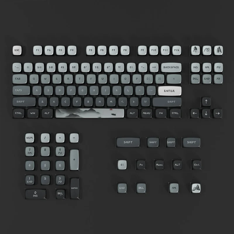 PIIFOX 117-Key Dye-Subbed PBT ASA Profile Pudding Keycaps Set (Foggy Mountains)
