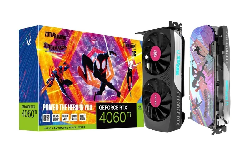 Zotac Gaming GeForce RTX 4060 Ti 8GB Twin Edge OC GDDR6 Graphics Card Spider-Man Across The Spider-Verse Bundle (ZT-D40610H-10SMP)
