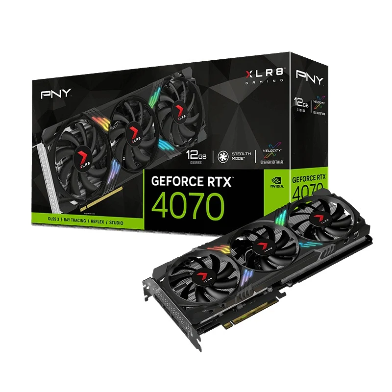 PNY GeForce RTX 4070 12GB XLR8 Gaming Verto Triple Fan GDDR6X PCIE 4.0 Graphics Card (VCG407012TFXXPB1)