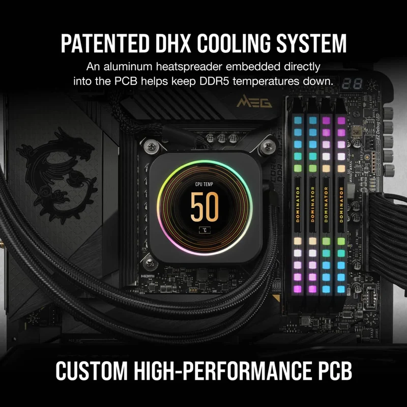 Corsair Dominator Platinum RGB 64GB (4X16GB) DDR5 DRAM 6600MHZ C32 Memory Kit (Black) (CMT64GX5M4B6600C32)