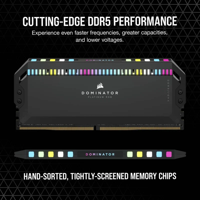 Corsair Dominator Platinum RGB 64GB (4X16GB) DDR5 DRAM 6600MHZ C32 Memory Kit (Black) (CMT64GX5M4B6600C32)