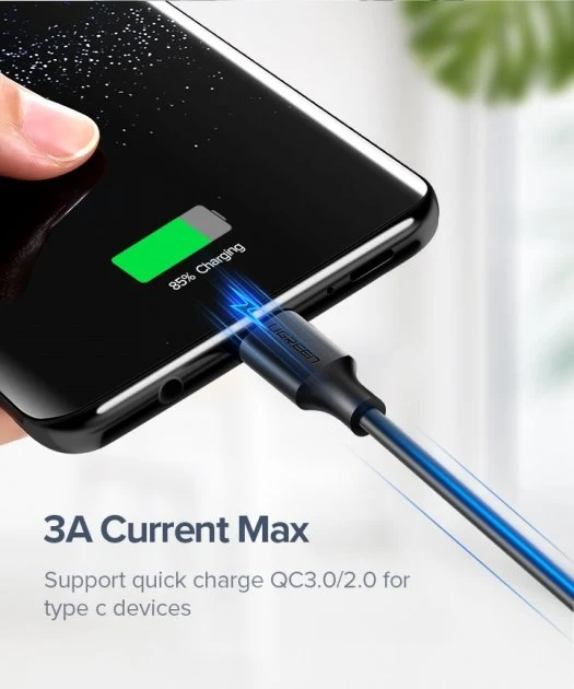 Ugreen USB-A 2.0 To USB-C Cable Nickel Plating 0.25M (Black) (US287/60114)