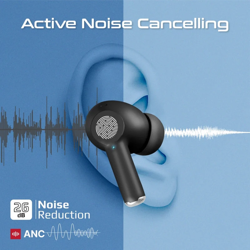 Promate Propods High-Definition ANC TWS Earphones With Intellitouch (Black)