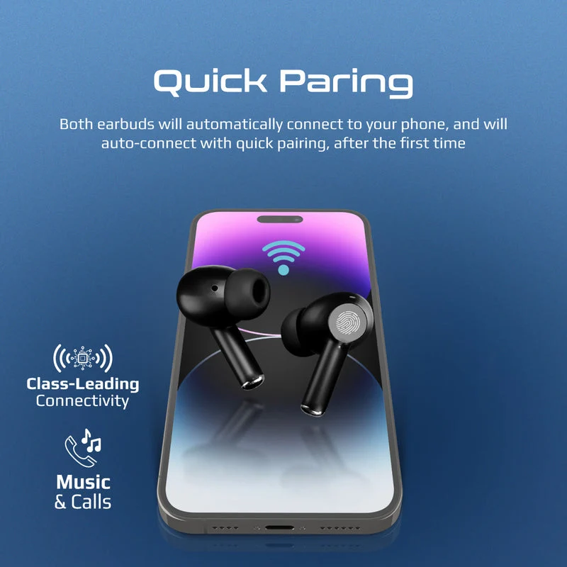 Promate Propods High-Definition ANC TWS Earphones With Intellitouch (Black)