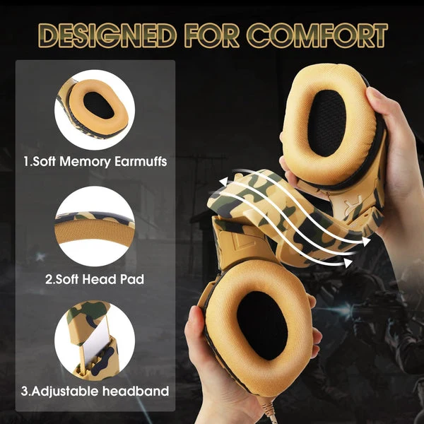 Onikuma K1-B Elite Stereo Gaming Headset (Camouflage Yellow)