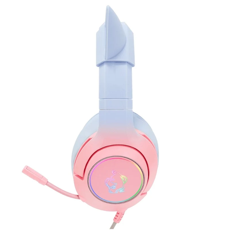 Onikuma K9 Cat Spirit 3.5MM+USB Port RGB Gradient Light Effect Stereo Gaming Headset (Pink/Blue)