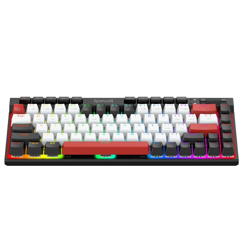 Redragon Magic-Wand Mini Pro RGB Hot-Swappable Wired/Wireless Mechanical Gaming Keyboard (White-Black-Red) (Dust-Proof Red Switch) (K635WBR-RGB-Pro)