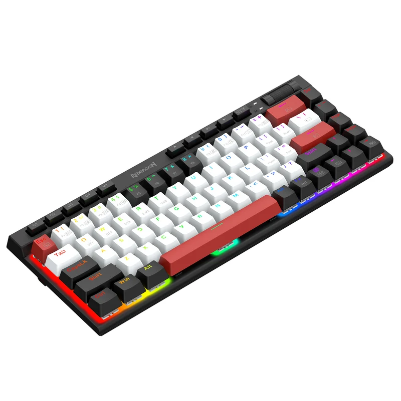 Redragon Magic-Wand Mini Pro RGB Hot-Swappable Wired/Wireless Mechanical Gaming Keyboard (White-Black-Red) (Dust-Proof Red Switch) (K635WBR-RGB-Pro)