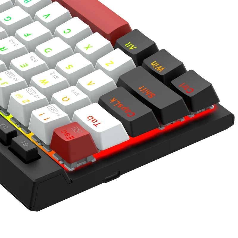 Redragon Magic-Wand Mini Pro RGB Hot-Swappable Wired/Wireless Mechanical Gaming Keyboard (White-Black-Red) (Dust-Proof Red Switch) (K635WBR-RGB-Pro)