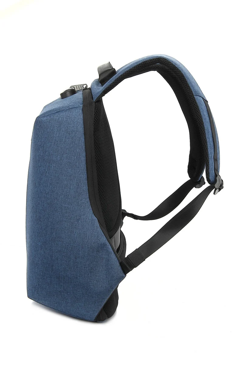 Promate Defender-16 Anti-Theft Backpack For 16” Laptop With Integrated USB Charging Port (Blue)