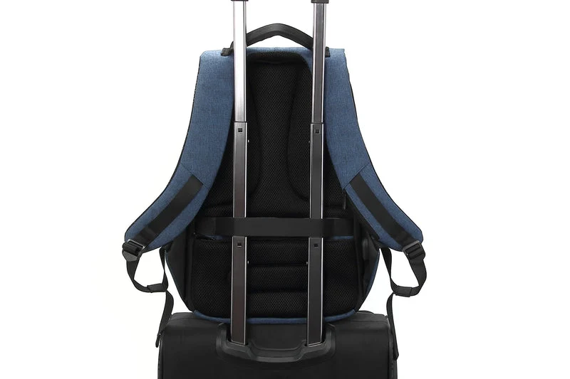 Promate Defender-16 Anti-Theft Backpack For 16” Laptop With Integrated USB Charging Port (Blue)