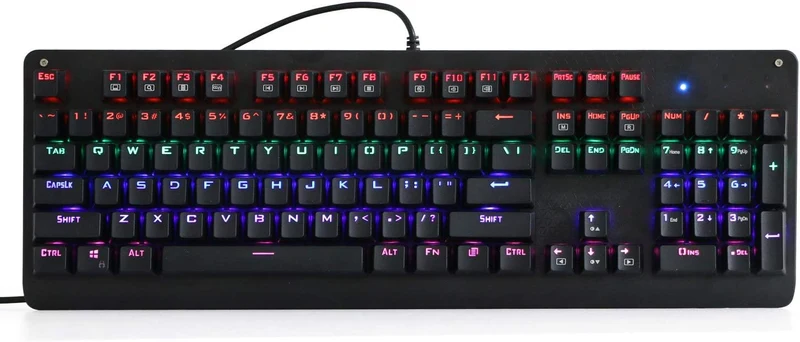 E-Yooso K-600 Rainbow Light 104 Keys Wired Mechanical Keyboard Black (Red Switch)