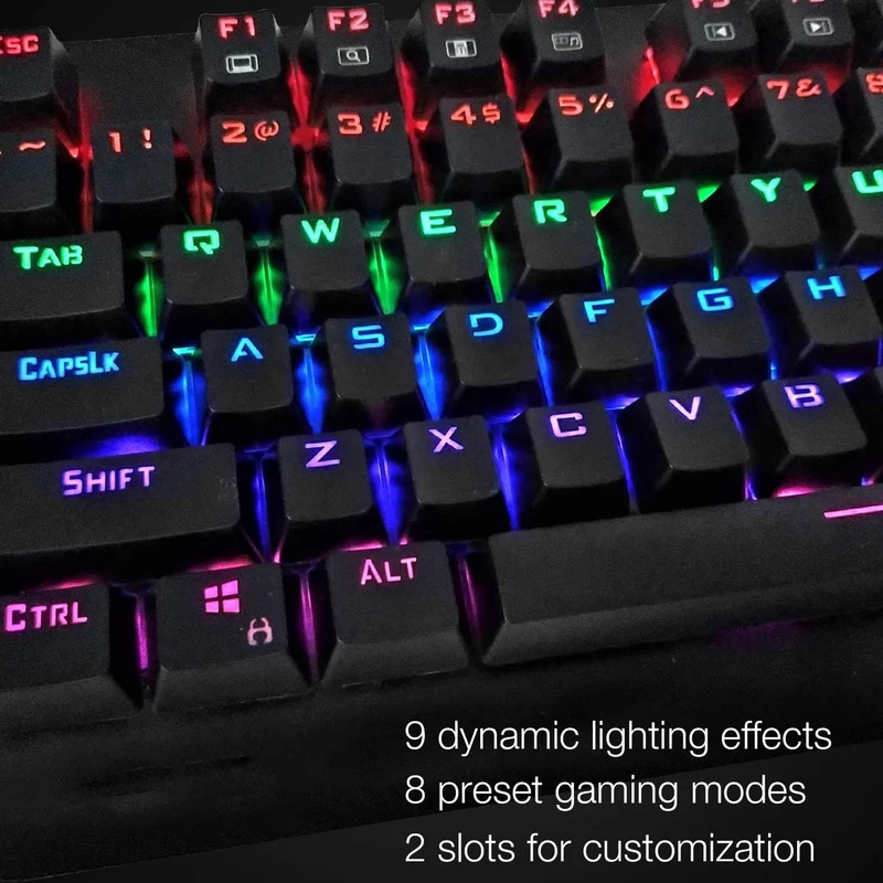 E-Yooso K-600 Rainbow Light 104 Keys Wired Mechanical Keyboard Black (Red Switch)