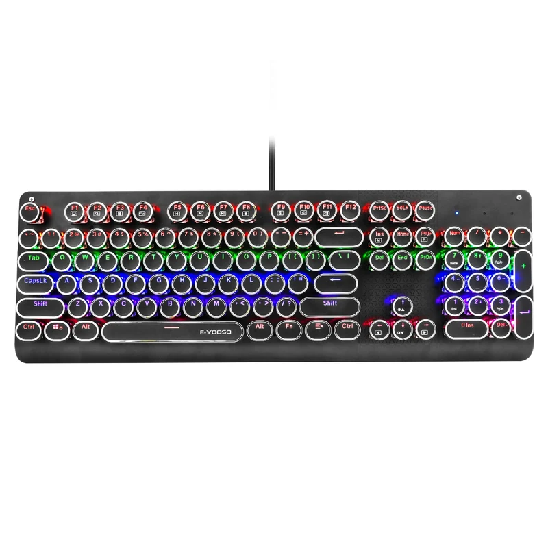 E-Yooso K-600 Retro Rainbow Light 104 Keys Wired Mechanical Keyboard Black (Brown Switch)