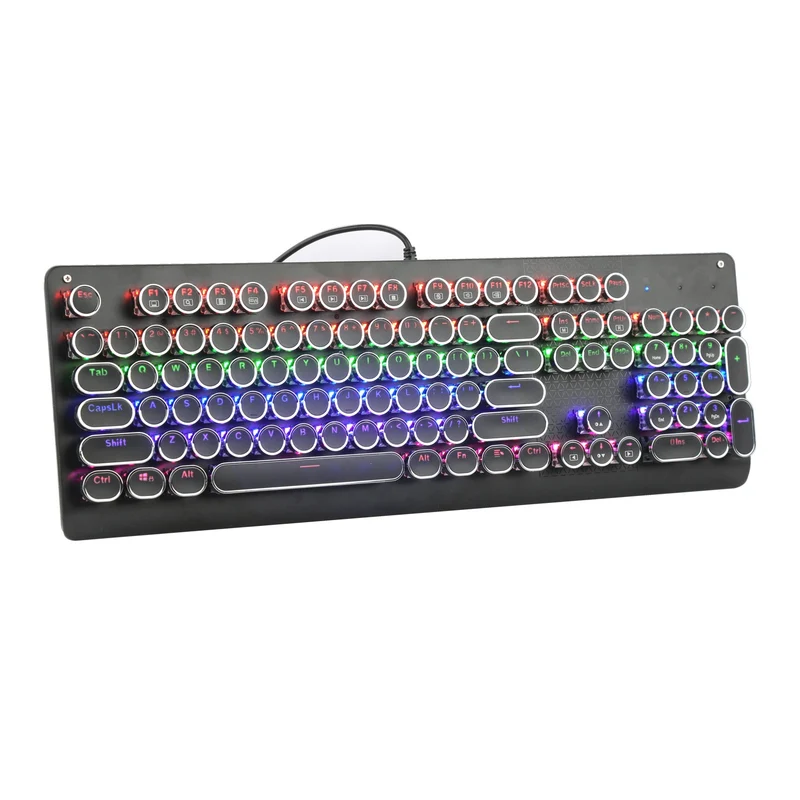 E-Yooso K-600 Retro Rainbow Light 104 Keys Wired Mechanical Keyboard Black (Brown Switch)