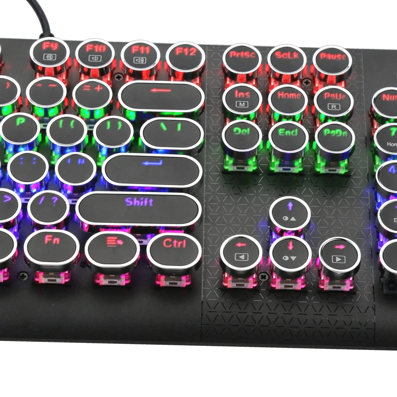 E-Yooso K-600 Retro Rainbow Light 104 Keys Wired Mechanical Keyboard Black (Brown Switch)