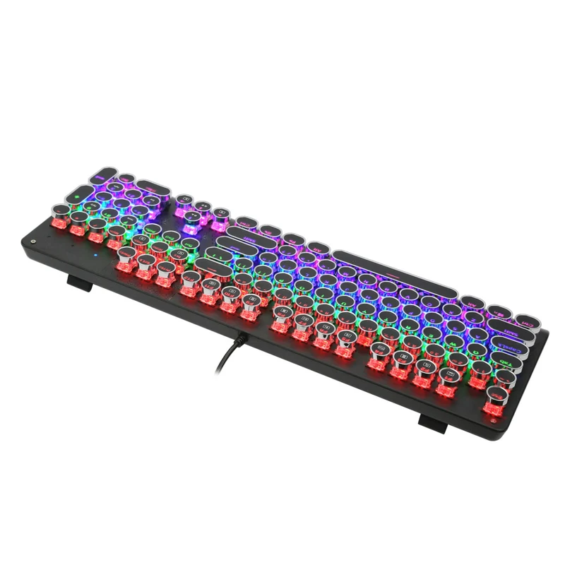 E-Yooso K-600 Retro Rainbow Light 104 Keys Wired Mechanical Keyboard Black (Brown Switch)
