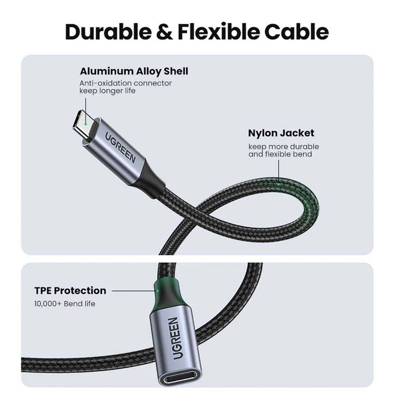 UGreen USB-C 3.1 Extension Cable 1m (Dark Gray) (US372/30205)