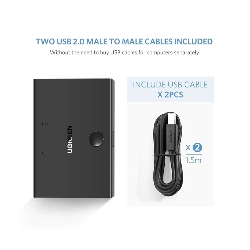 UGreen USB 2.0 2X1 Sharing Switcher (Black) (30345)