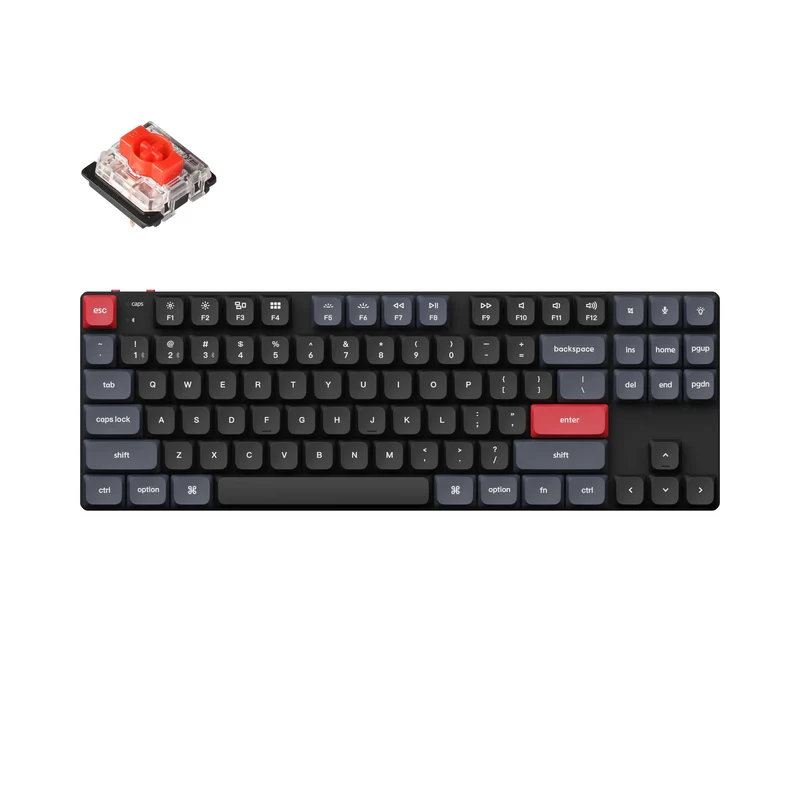 Keychron K1 Pro QMK/Via RGB Backlight Low Profile Gateron Wireless Mechanical Keyboard - Black (Red Switch) (K1P-B1)