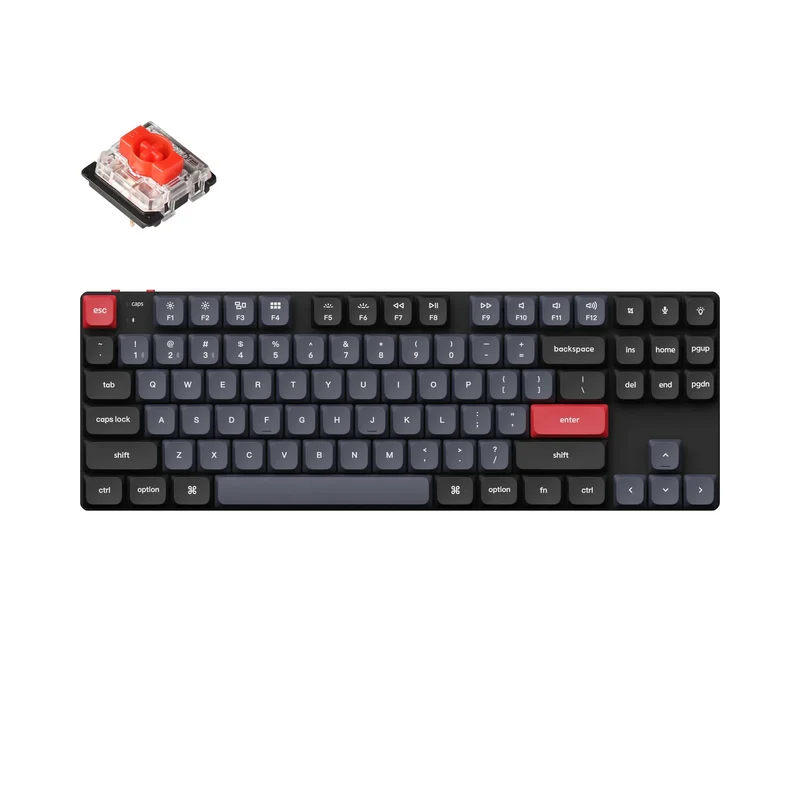 Keychron K1 Pro QMK/Via RGB Backlight Low Profile Gateron Hot-Swappable Wireless Mechanical Keyboard - Black (Red Switch) (K1P-H1)