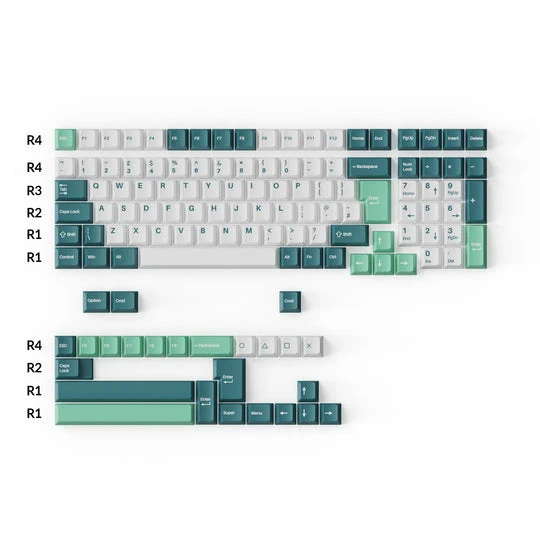Keychron Cherry Profile Double Shot PBT Full Set Keycaps - White Mint (PBT-13)