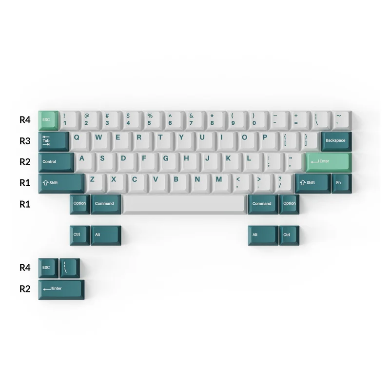 Keychron Cherry Profile Double Shot PBT Full Set Keycaps - White Mint (PBT-13)