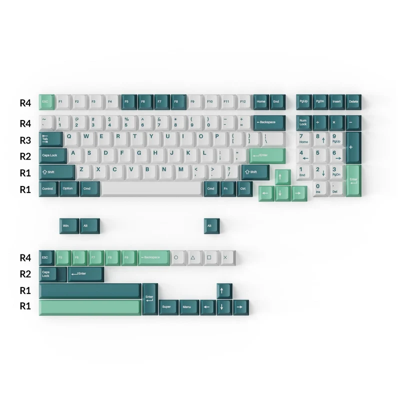 Keychron Cherry Profile Double Shot PBT Full Set Keycaps - White Mint (PBT-13)
