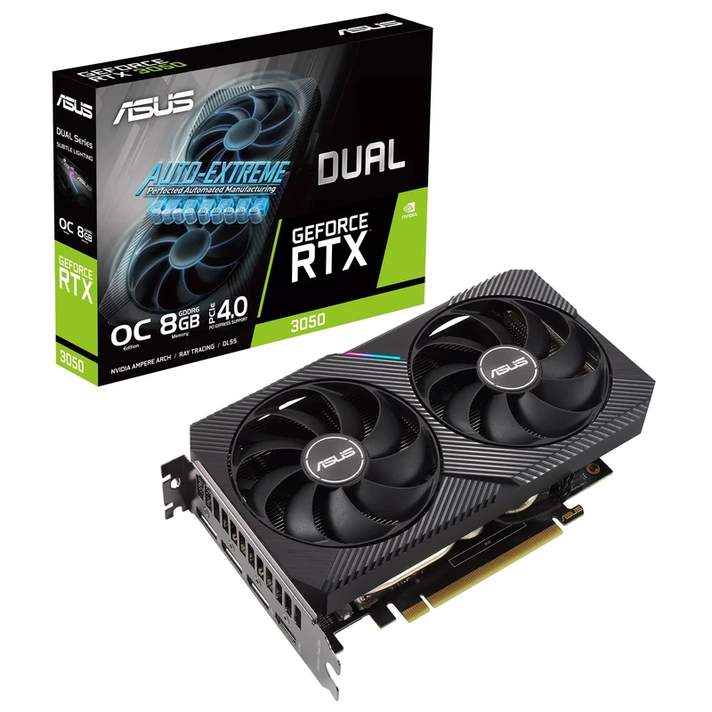 Asus Dual GeForce RTX 3050 8GB OC V2 PCIE 4.0 GDDR6 Graphics Card