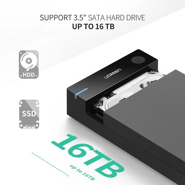 Ugreen USB 3.0 TO 3.5-Inch SATA External Hard Drive Enclosure (US22/50423)
