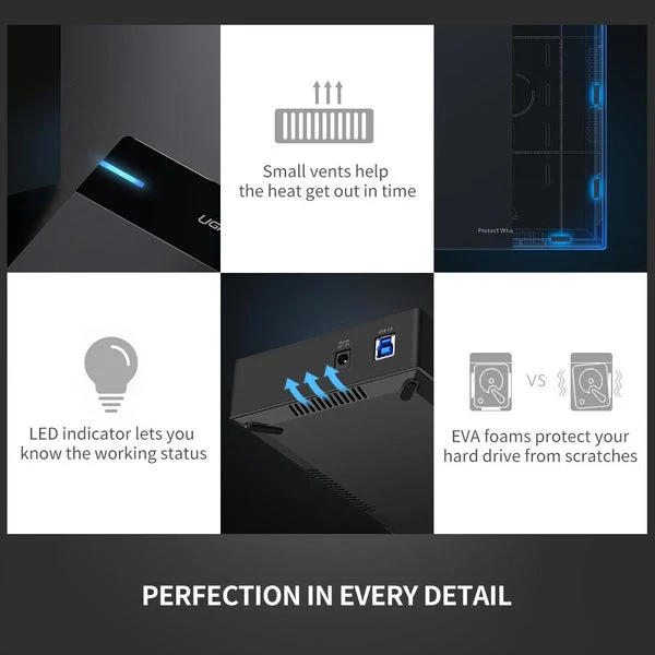 Ugreen USB 3.0 TO 3.5-Inch SATA External Hard Drive Enclosure (US22/50423)