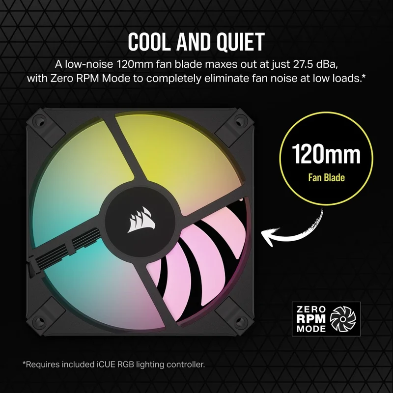 Corsair iCUE AF120 RGB Slim 120MM PWM Fluid Dynamic Bearing Fan With Lightning Node Core (Black) (Twin Pack)