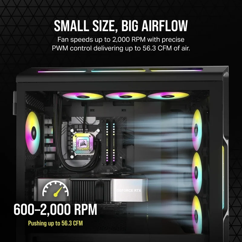 Corsair iCUE AF120 RGB Slim 120MM PWM Fluid Dynamic Bearing Fan With Lightning Node Core (Black) (Twin Pack)