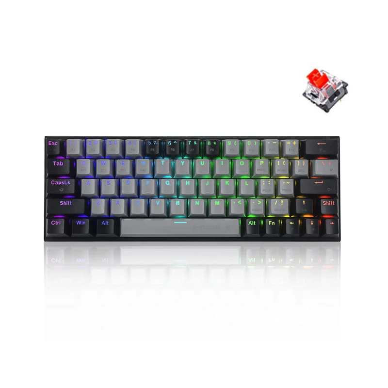 E-Yooso Z-11 Tri-Mode RGB 63 Keys Hot Swappable Mechanical Keyboard Grey/Black (Red Switch)