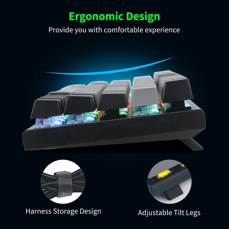 E-Yooso Z-11 Tri-Mode RGB 63 Keys Hot Swappable Mechanical Keyboard Grey/Black (Red Switch)
