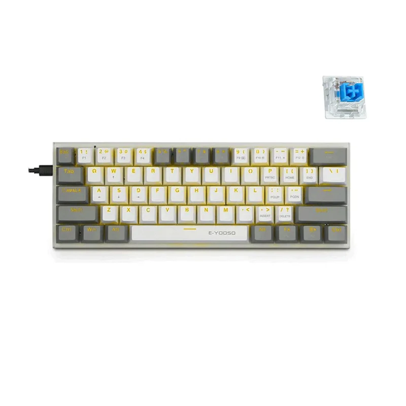 E-Yooso Z-11 Single Light RGB 61 Keys Hot Swappable Mechanical Keyboard White/Grey (Blue Switch)