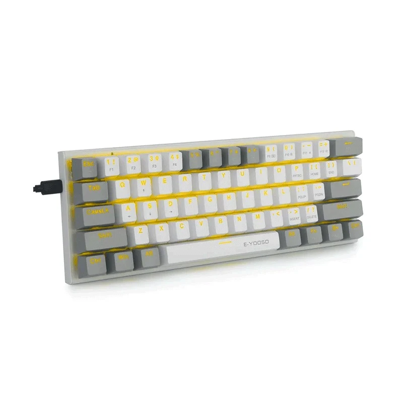 E-Yooso Z-11 Single Light RGB 61 Keys Hot Swappable Mechanical Keyboard White/Grey (Blue Switch)