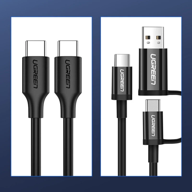 UGreen Type C 2.0 Male To Type C 2.0 Male 5A Data Cable - 1m (Black) (US316/70427)