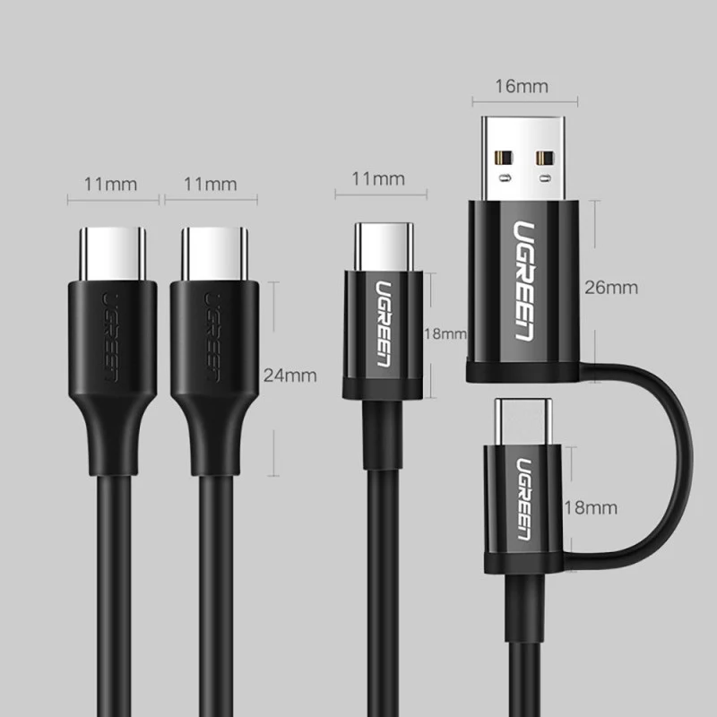 UGreen Type C 2.0 Male To Type C 2.0 Male 5A Data Cable - 1m (Black) (US316/70427)