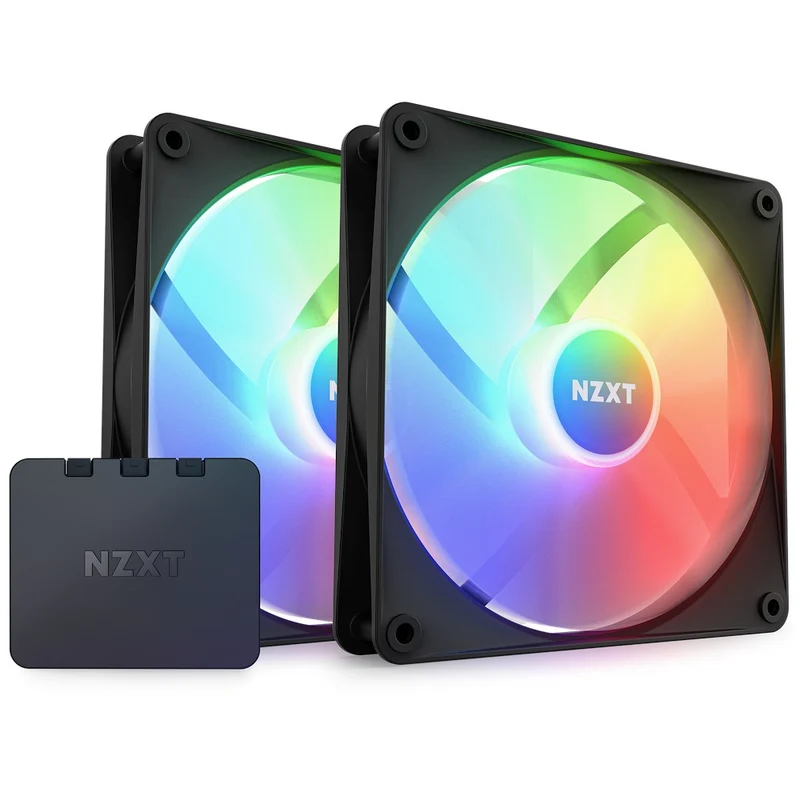 NZXT F140 RGB Core Twin Pack 140MM Hub-Mounted RGB Fans With RGB Controller (Matte Black) (RF-C14DF-B1)