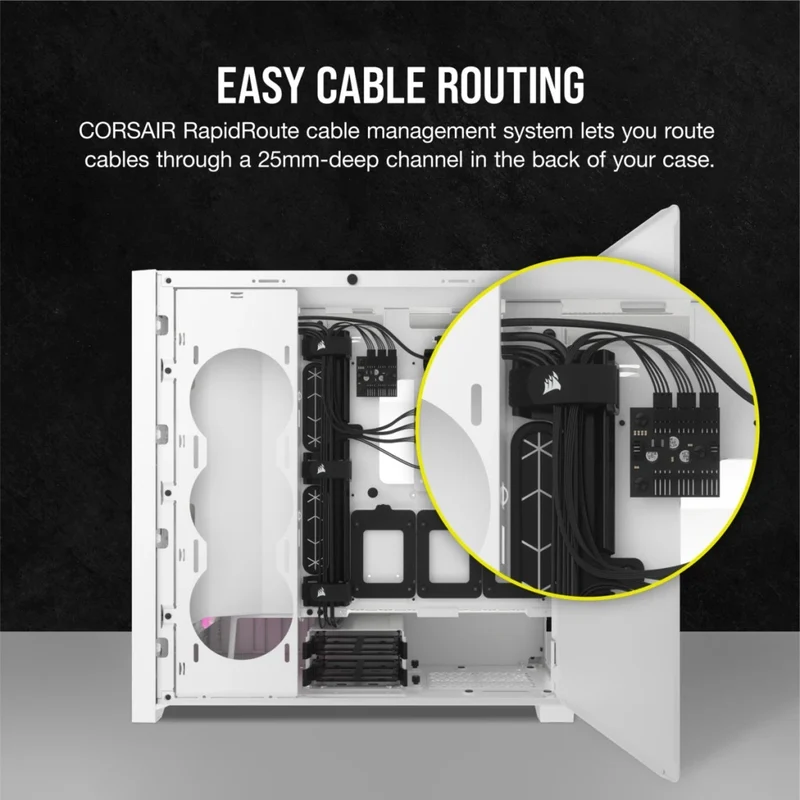 Corsair iCue 5000D RGB Airflow Mid-Tower ATX PC Case (White)