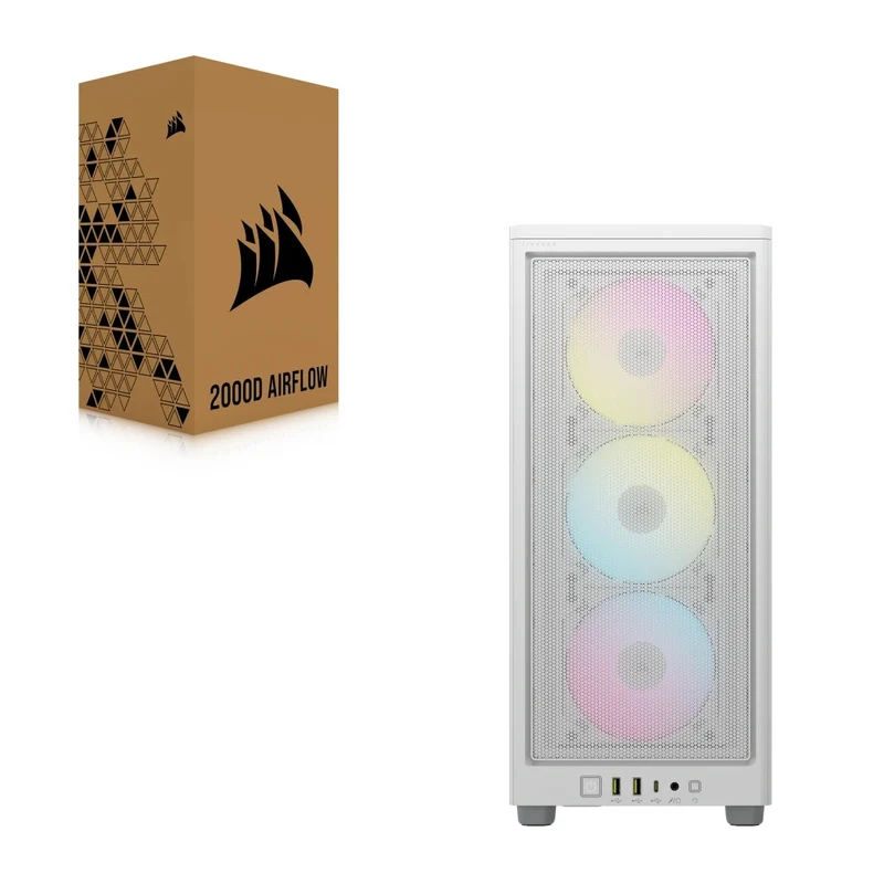 Corsair iCue 2000D RGB Airflow Mini-ITX PC Case (White)