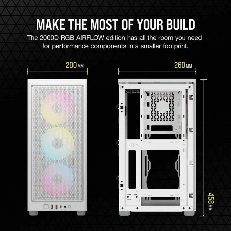 Corsair iCue 2000D RGB Airflow Mini-ITX PC Case (White)