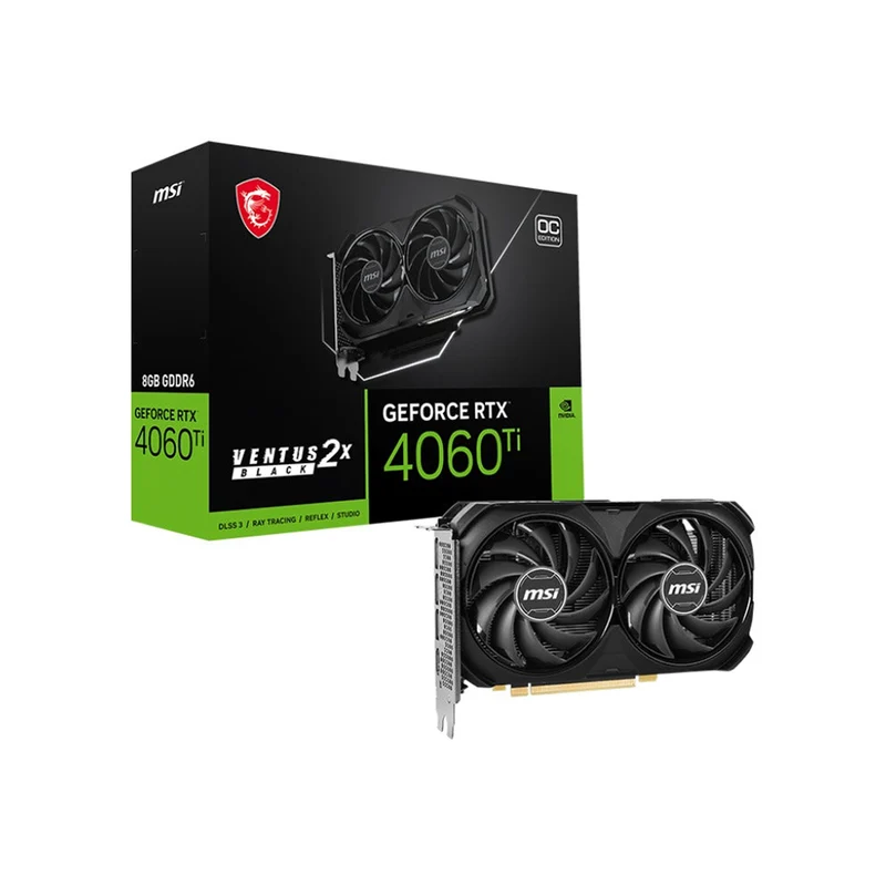 MSI GeForce RTX 4060 Ti Ventus 2X Black 8GB OC GDDR6 Graphics Card