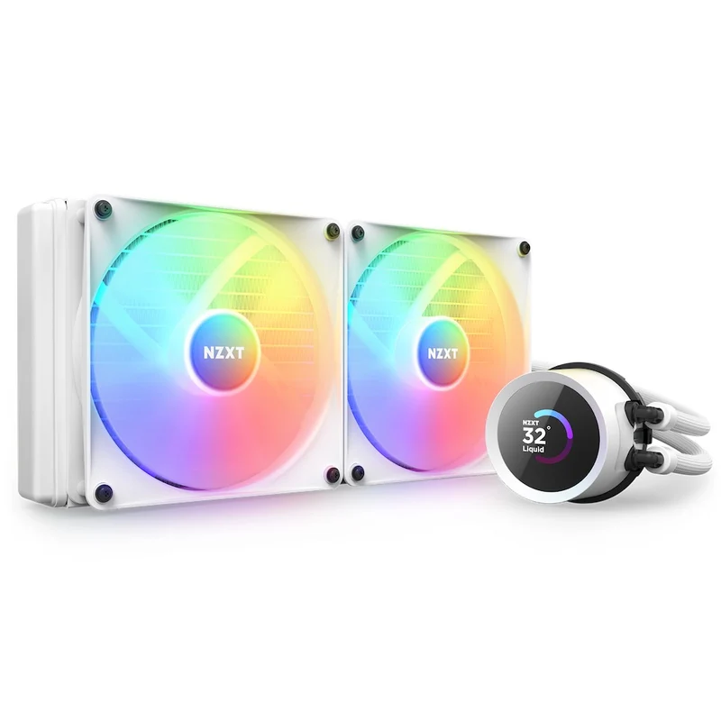 NZXT Kraken 280 RGB 280MM AIO Liquid Cooler With LCD Display & RGB Fans (Matte White) (RL-KR280-W1)