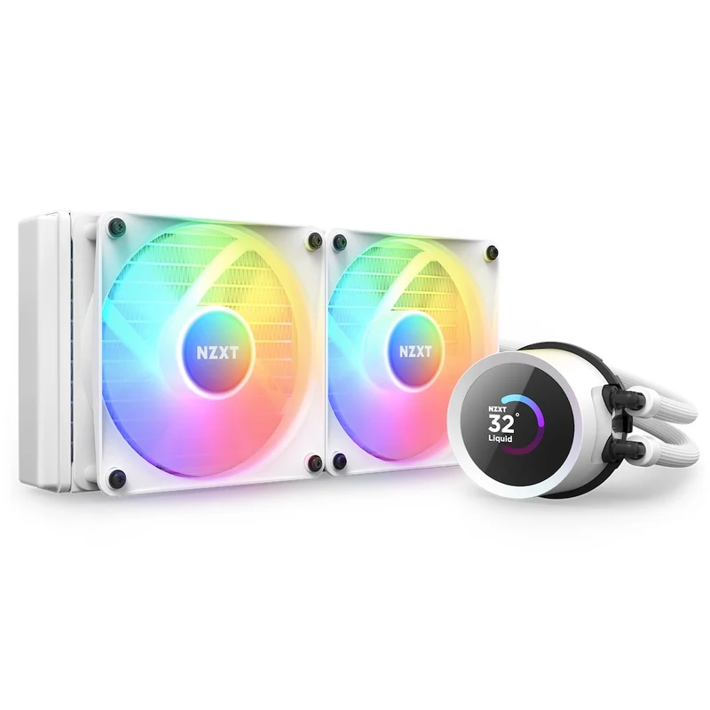 NZXT Kraken 240 RGB 240MM AIO Liquid Cooler With LCD Display & RGB Fans (Matte White) (RL-KR240-W1)